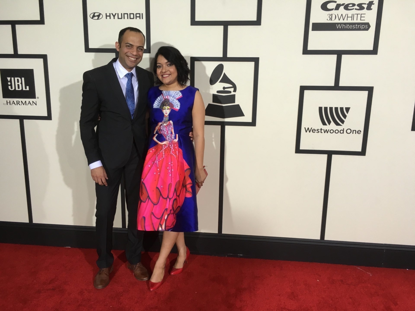 Arun Shenoy and Roshni Mohapatra attend the 58th Annual GRAMMY Awards at STAPLES Center on February 15, 2016 in Los Angeles, California.